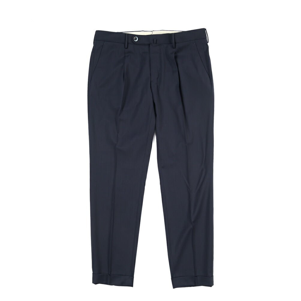 SALE｜GTA “772” ウールヴァージンウール100% ワンタックスラックス / SLIM FIT ネイビー 48 | GUARDAROBA MILANO OFFICIAL STORE