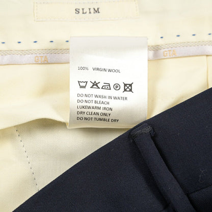 SALE｜GTA “772” ウールヴァージンウール100% ワンタックスラックス / SLIM FIT ネイビー 48 | GUARDAROBA MILANO OFFICIAL STORE