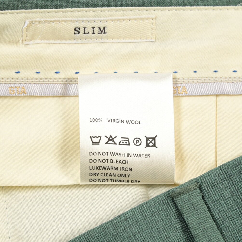 SALE｜GTA “772” ヴァージンウール100% ワンタックスラックス / SLIM FIT グリーン 50 | GUARDAROBA MILANO OFFICIAL STORE