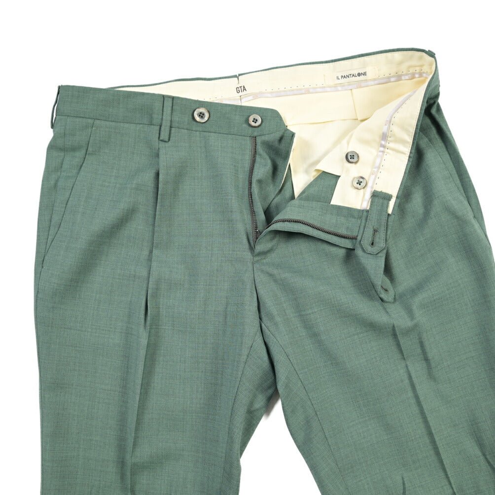 SALE｜GTA “772” ヴァージンウール100% ワンタックスラックス / SLIM FIT グリーン 50 | GUARDAROBA MILANO OFFICIAL STORE