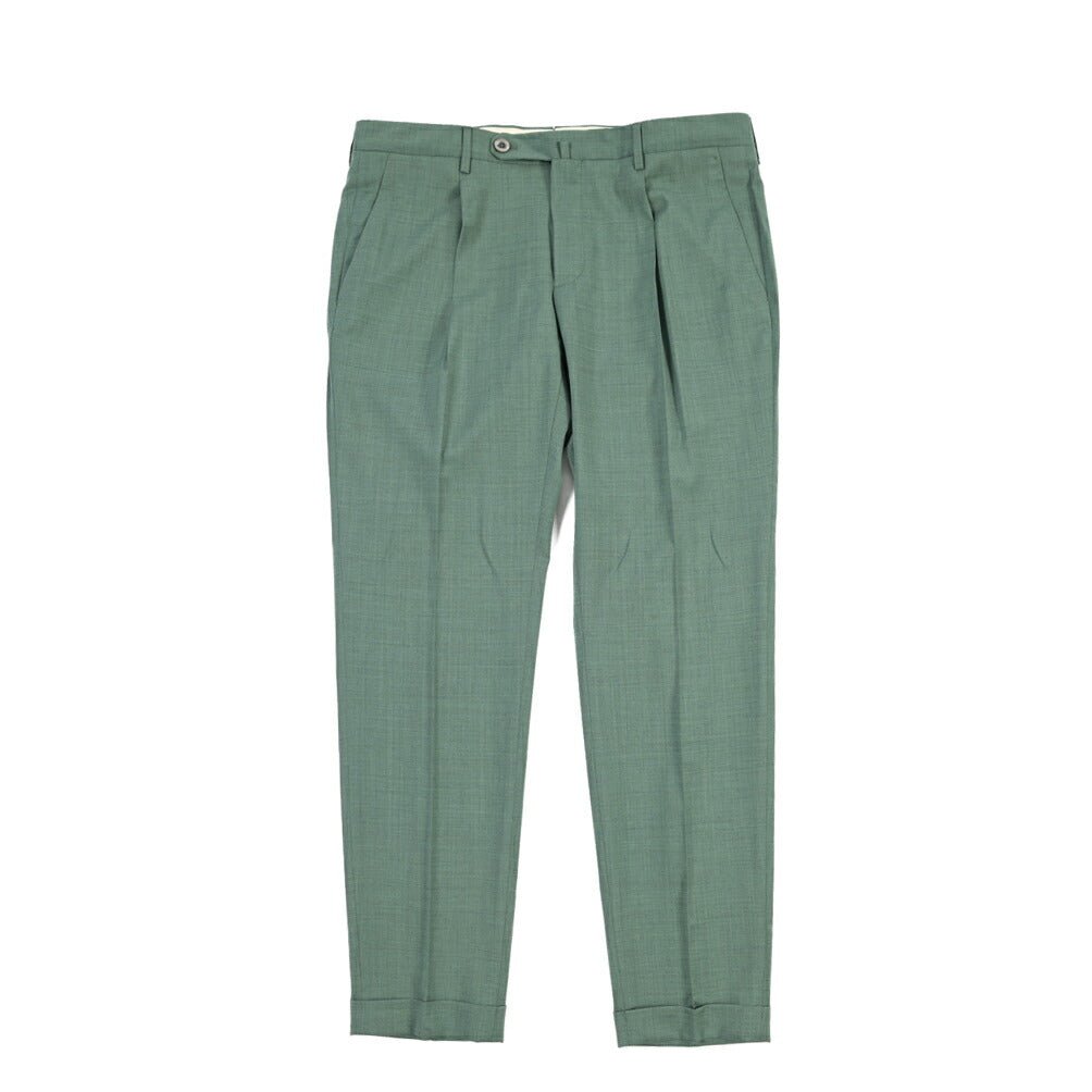 SALE｜GTA “772” ヴァージンウール100% ワンタックスラックス / SLIM FIT グリーン 50 | GUARDAROBA MILANO OFFICIAL STORE