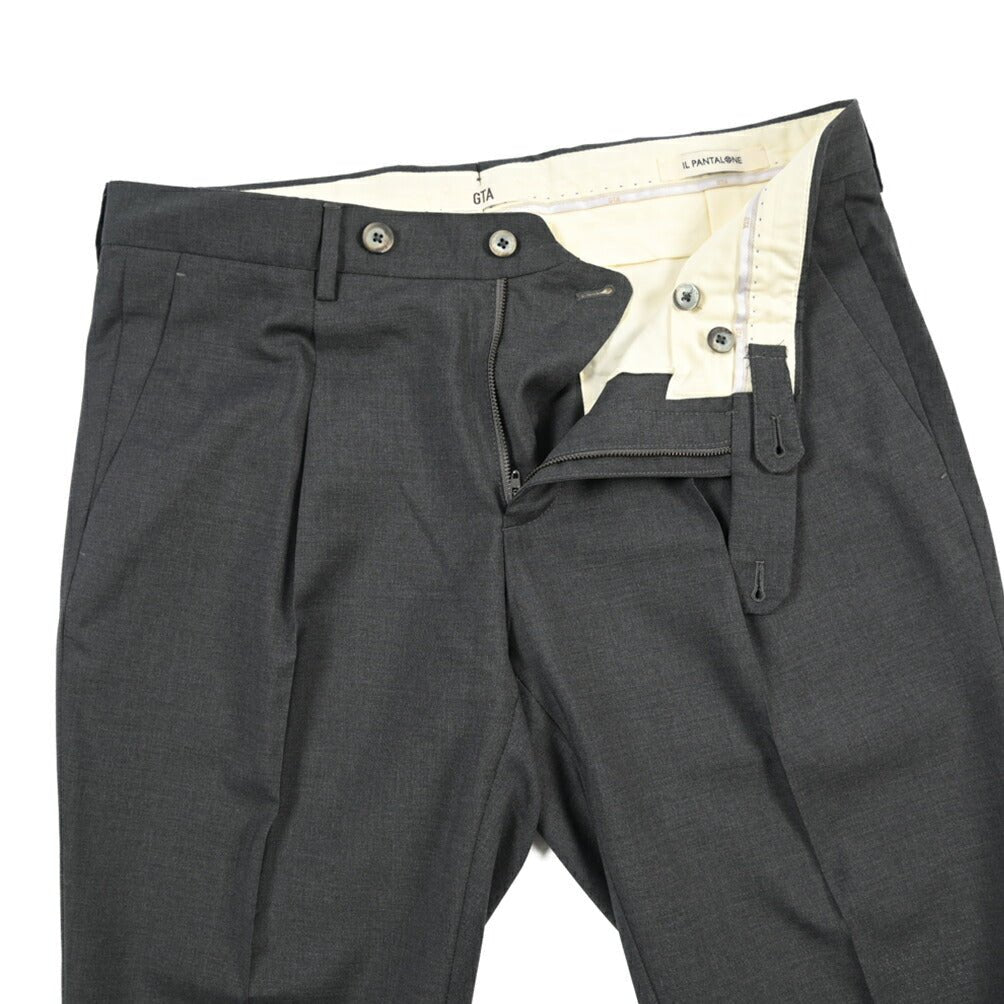 SALE｜GTA “772 L” ウール100% ワンタックスラックス / SLIM FIT ダークグレー 50 | GUARDAROBA MILANO OFFICIAL STORE