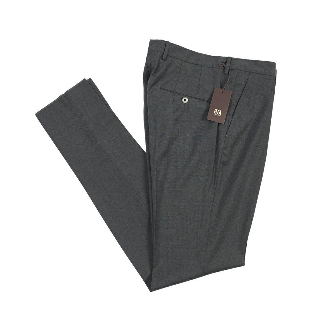 SALE｜GTA “772 L” ウール100% ワンタックスラックス / SLIM FIT ダークグレー 50 | GUARDAROBA MILANO OFFICIAL STORE
