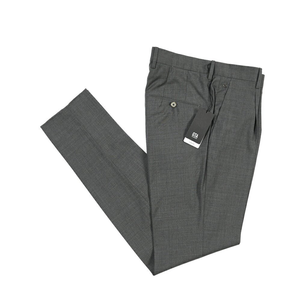 SALE｜GTA “772 L” ウール100% ワンタックスラックス / SLIM FIT ダークグレー 48 | GUARDAROBA MILANO OFFICIAL STORE