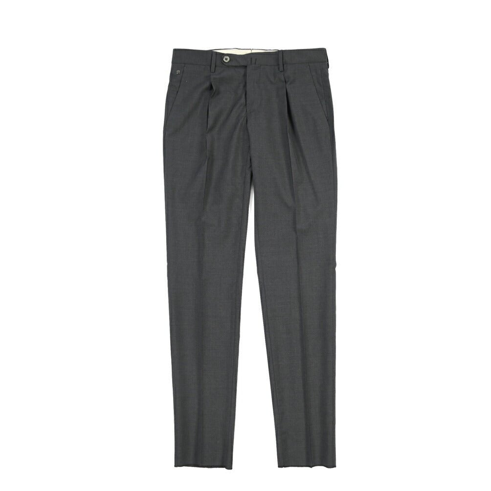 SALE｜GTA “772 L” ウール100% ワンタックスラックス / SLIM FIT ダークグレー 46 | GUARDAROBA MILANO OFFICIAL STORE