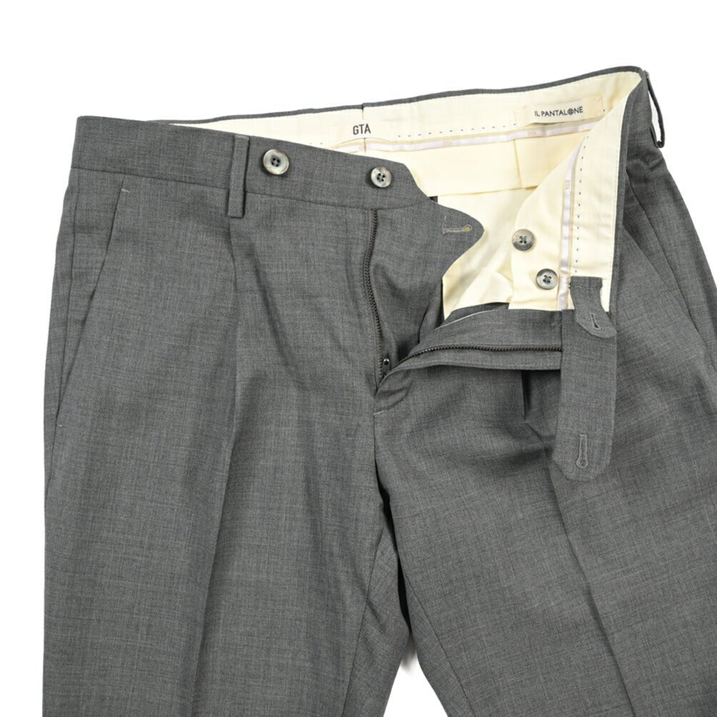 SALE｜GTA “772 L” ウール100% ワンタックスラックス / SLIM FIT グレー 48 | GUARDAROBA MILANO OFFICIAL STORE