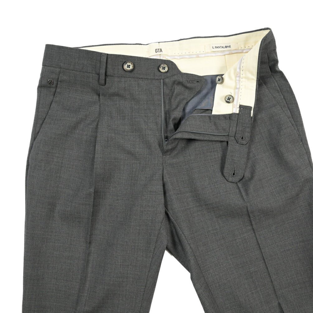 SALE｜GTA “772 L” ウール100% ワンタックスラックス / SLIM FIT グレー 48 | GUARDAROBA MILANO OFFICIAL STORE