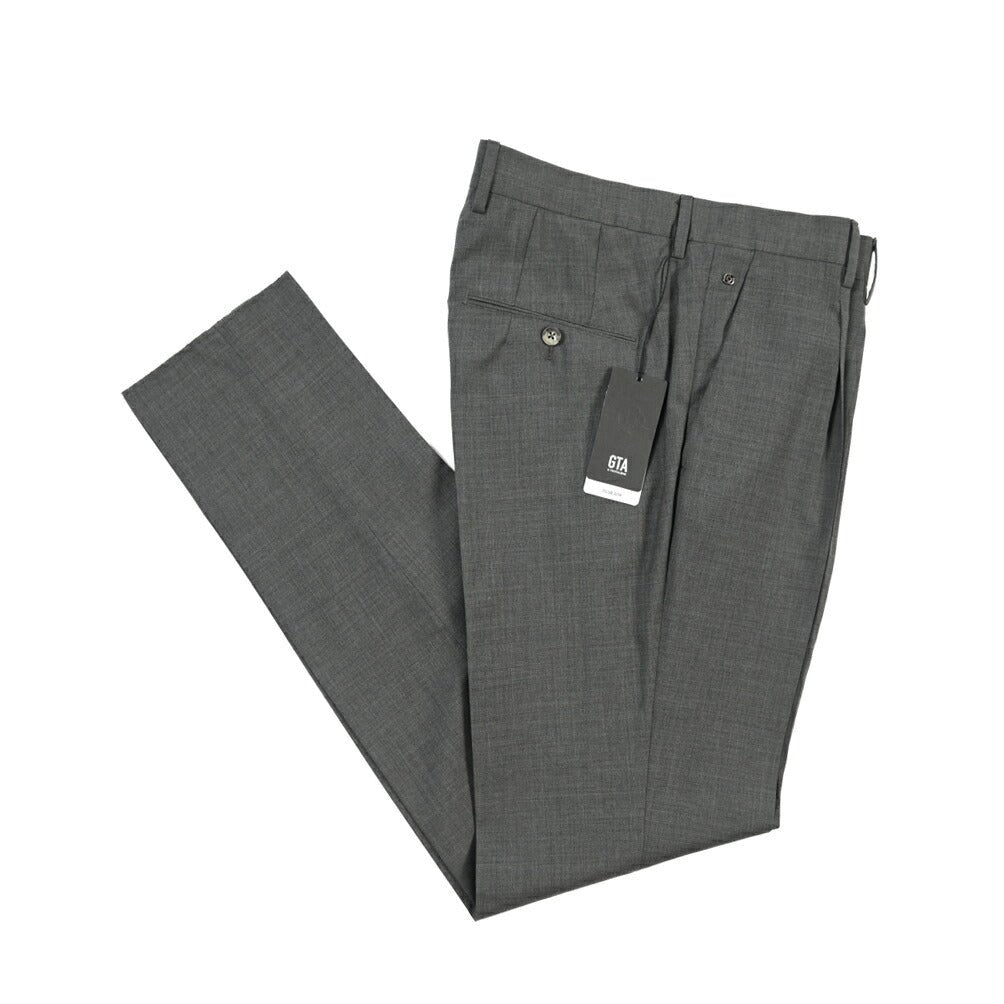 SALE｜GTA “772 L” ウール100% ワンタックスラックス / SLIM FIT グレー 48 | GUARDAROBA MILANO OFFICIAL STORE
