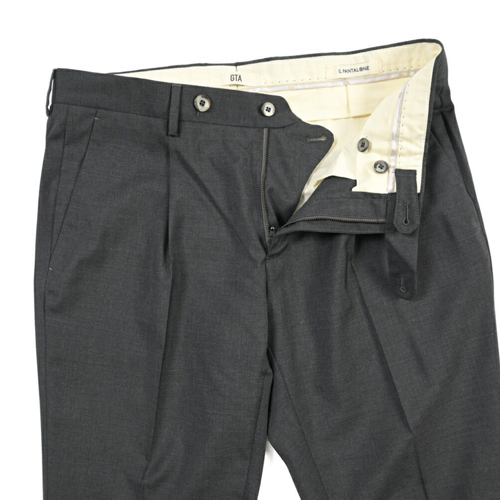 SALE｜GTA “772 L” ウール100% ワンタックスラックス / SLIM FIT ダークグレー 48 | GUARDAROBA MILANO OFFICIAL STORE