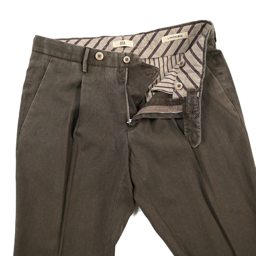 SALE｜GTA “772 L” ヴァージンウール100% ワンタックスラックス / SLIM FIT ブラウン 46 | GUARDAROBA MILANO OFFICIAL STORE