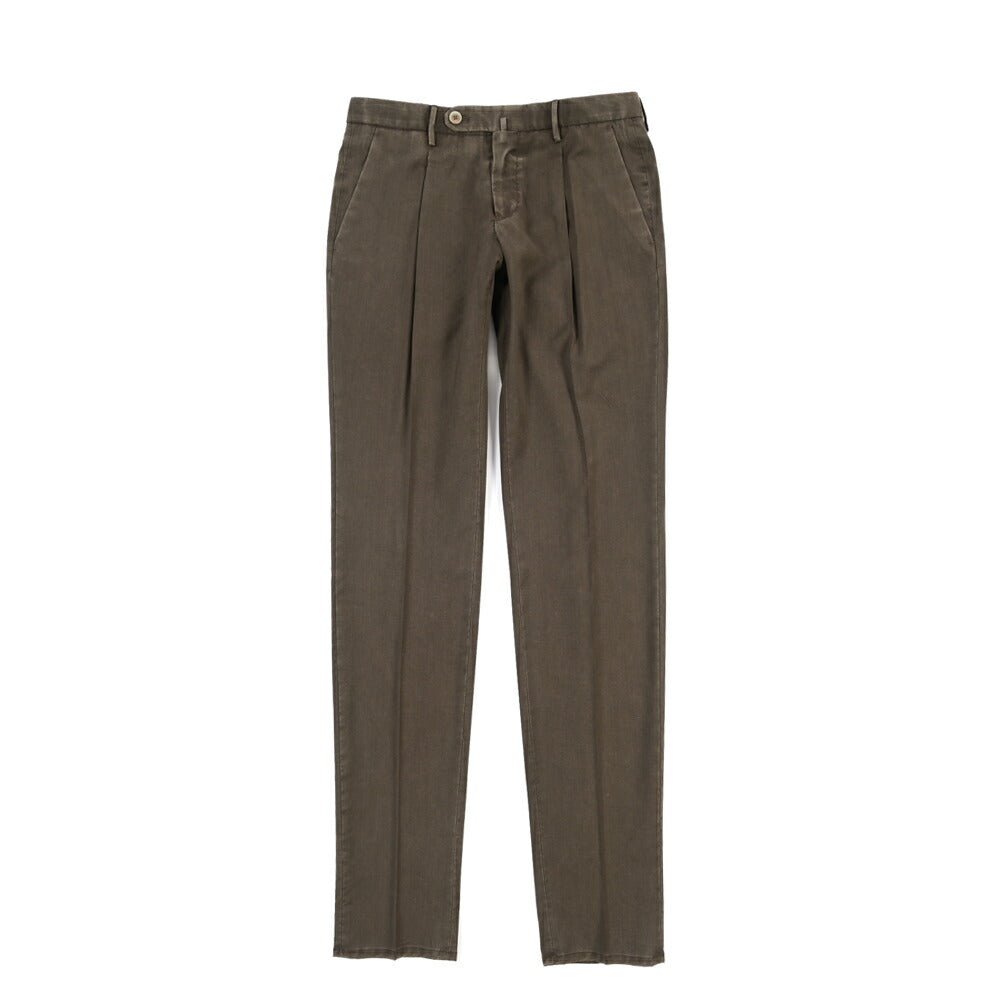 SALE｜GTA “772 L” ヴァージンウール100% ワンタックスラックス / SLIM FIT ブラウン 46 | GUARDAROBA MILANO OFFICIAL STORE