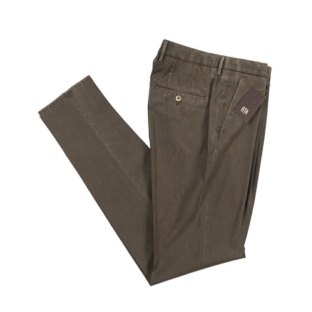 SALE｜GTA “772 L” ヴァージンウール100% ワンタックスラックス / SLIM FIT ブラウン 46 | GUARDAROBA MILANO OFFICIAL STORE