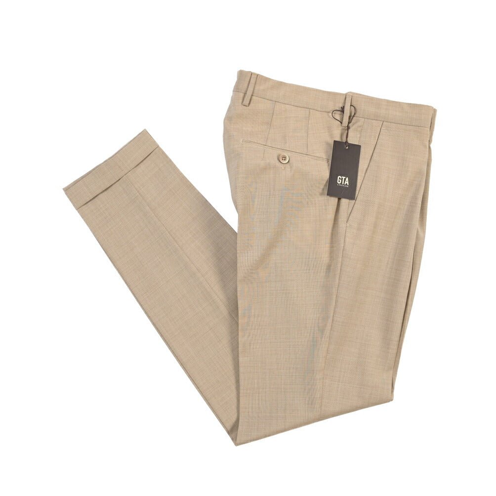 SALE｜GTA “772 L” ウール100% ワンタックスラックス / SLIM FIT ベージュ 48 | GUARDAROBA MILANO OFFICIAL STORE