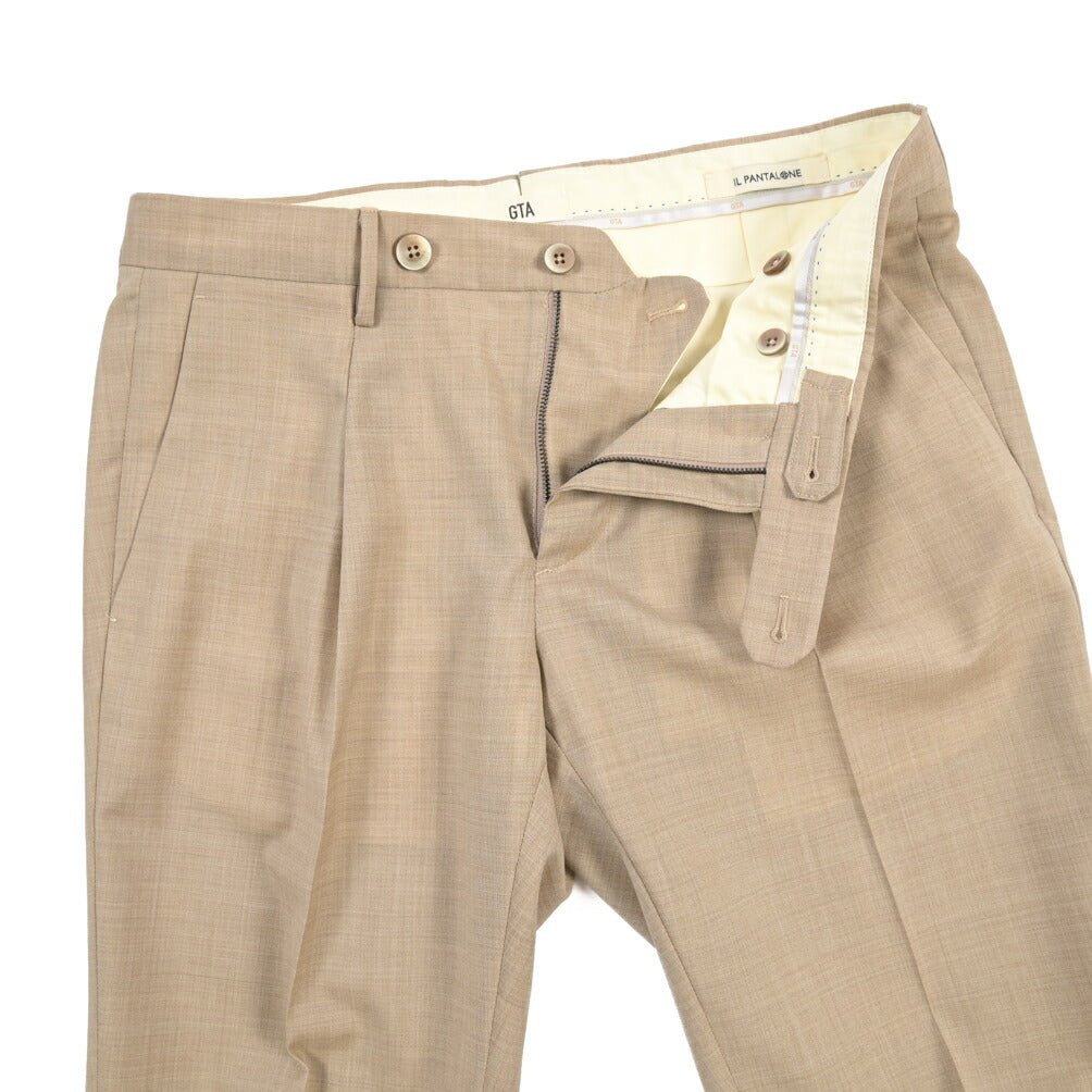 SALE｜GTA “772 L” ウール100% ワンタックスラックス / SLIM FIT ベージュ 48 | GUARDAROBA MILANO OFFICIAL STORE