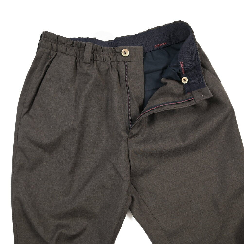 SALE｜GTA “ALFIO” ヴァージンウール100% ウエストバンド付きイージースラックス / SLIM FIT ブラウン 44 | GUARDAROBA MILANO OFFICIAL STORE