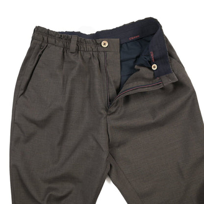 SALE｜GTA “ALFIO” ヴァージンウール100% ウエストバンド付きイージースラックス / SLIM FIT ブラウン 44 | GUARDAROBA MILANO OFFICIAL STORE