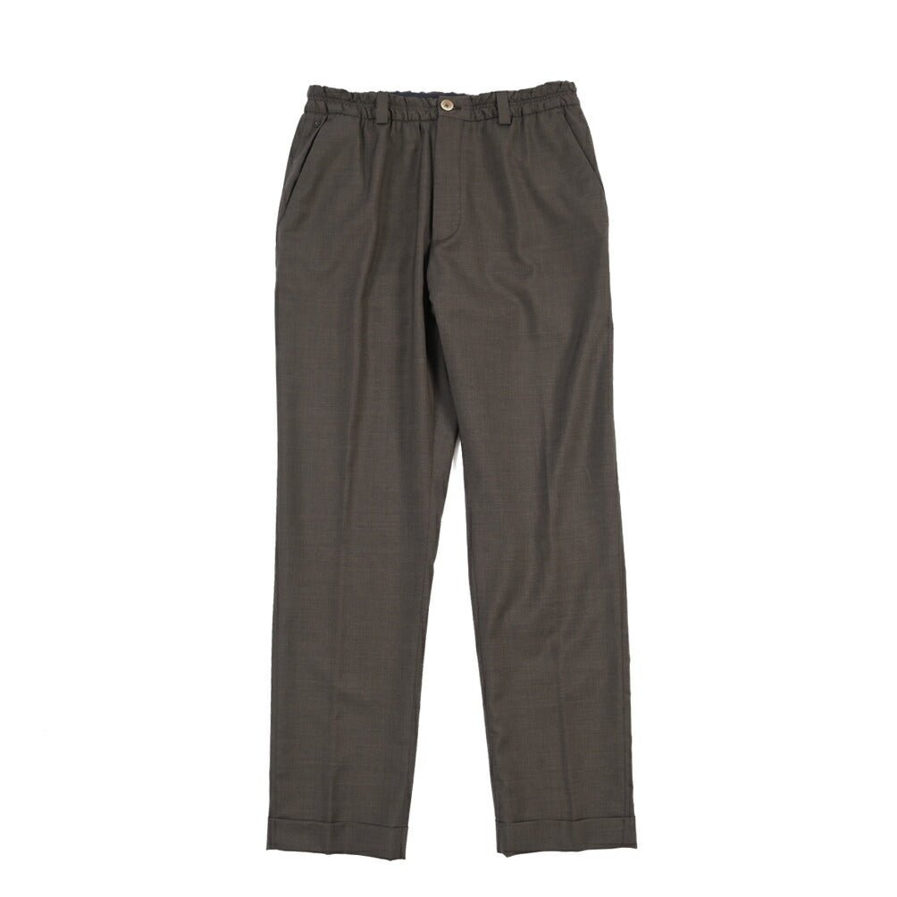 SALE｜GTA “ALFIO” ヴァージンウール100% ウエストバンド付きイージースラックス / SLIM FIT ブラウン 44 | GUARDAROBA MILANO OFFICIAL STORE