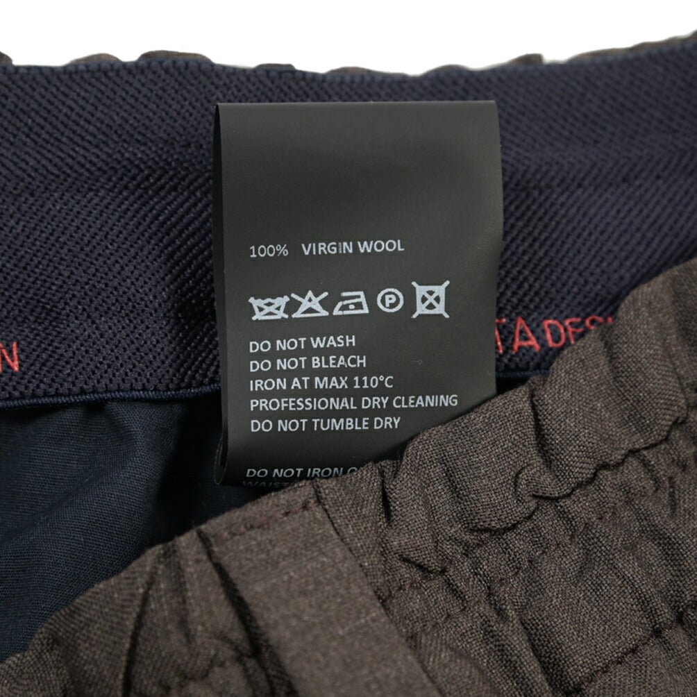 SALE｜GTA “ALFIO” ヴァージンウール100% ウエストバンド付きイージースラックス / SLIM FIT ブラウン 44 | GUARDAROBA MILANO OFFICIAL STORE