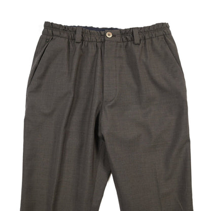 SALE｜GTA “ALFIO” ヴァージンウール100% ウエストバンド付きイージースラックス / SLIM FIT ブラウン 44 | GUARDAROBA MILANO OFFICIAL STORE