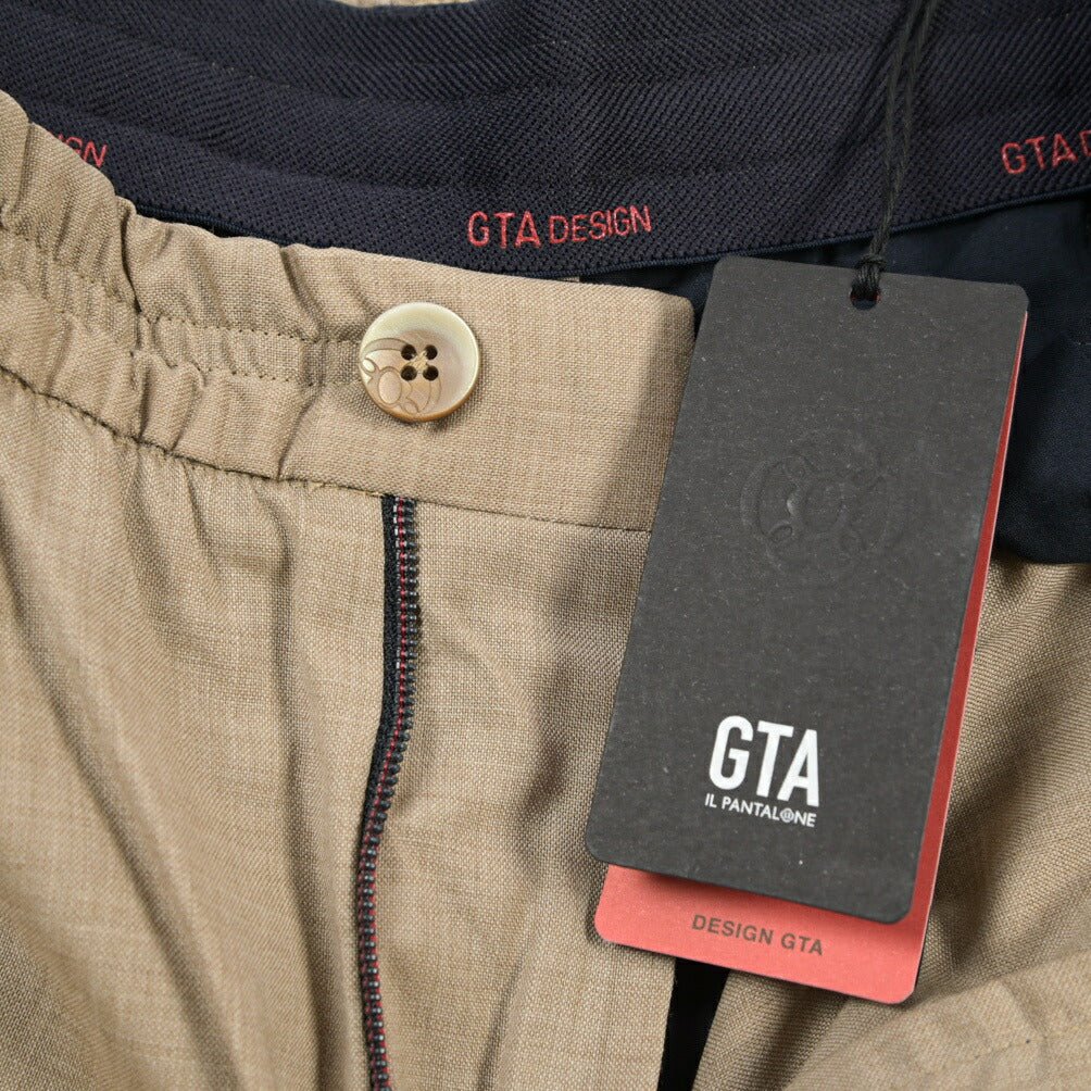 SALE｜GTA “ALFIO” ヴァージンウール100% ウエストバンド付きイージースラックス / SLIM FIT ベージュ 44 | GUARDAROBA MILANO OFFICIAL STORE