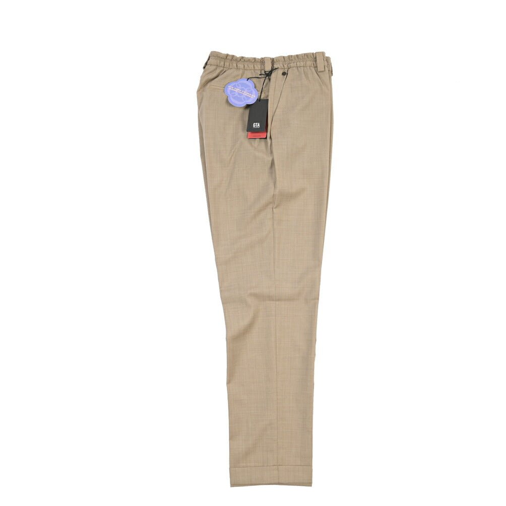 SALE｜GTA “ALFIO” ヴァージンウール100% ウエストバンド付きイージースラックス / SLIM FIT ベージュ 44 | GUARDAROBA MILANO OFFICIAL STORE