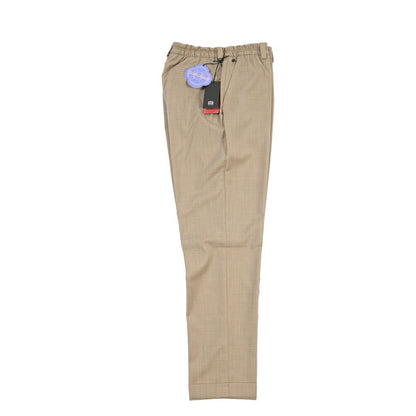 SALE｜GTA “ALFIO” ヴァージンウール100% ウエストバンド付きイージースラックス / SLIM FIT ベージュ 44 | GUARDAROBA MILANO OFFICIAL STORE