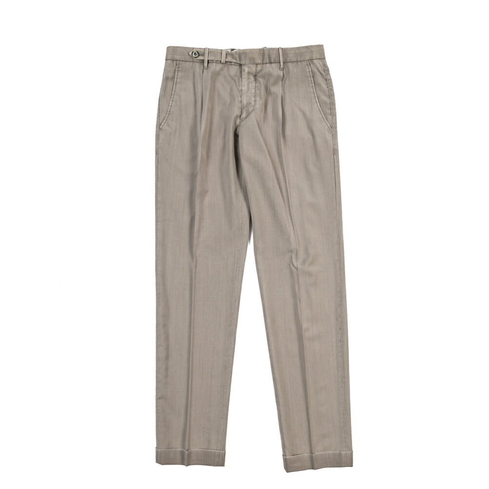 SALE｜GTA “BYRON” ヴァージンウール100% ワンタックスラックス / SLIM FIT ライトブラウン 48 | GUARDAROBA MILANO OFFICIAL STORE