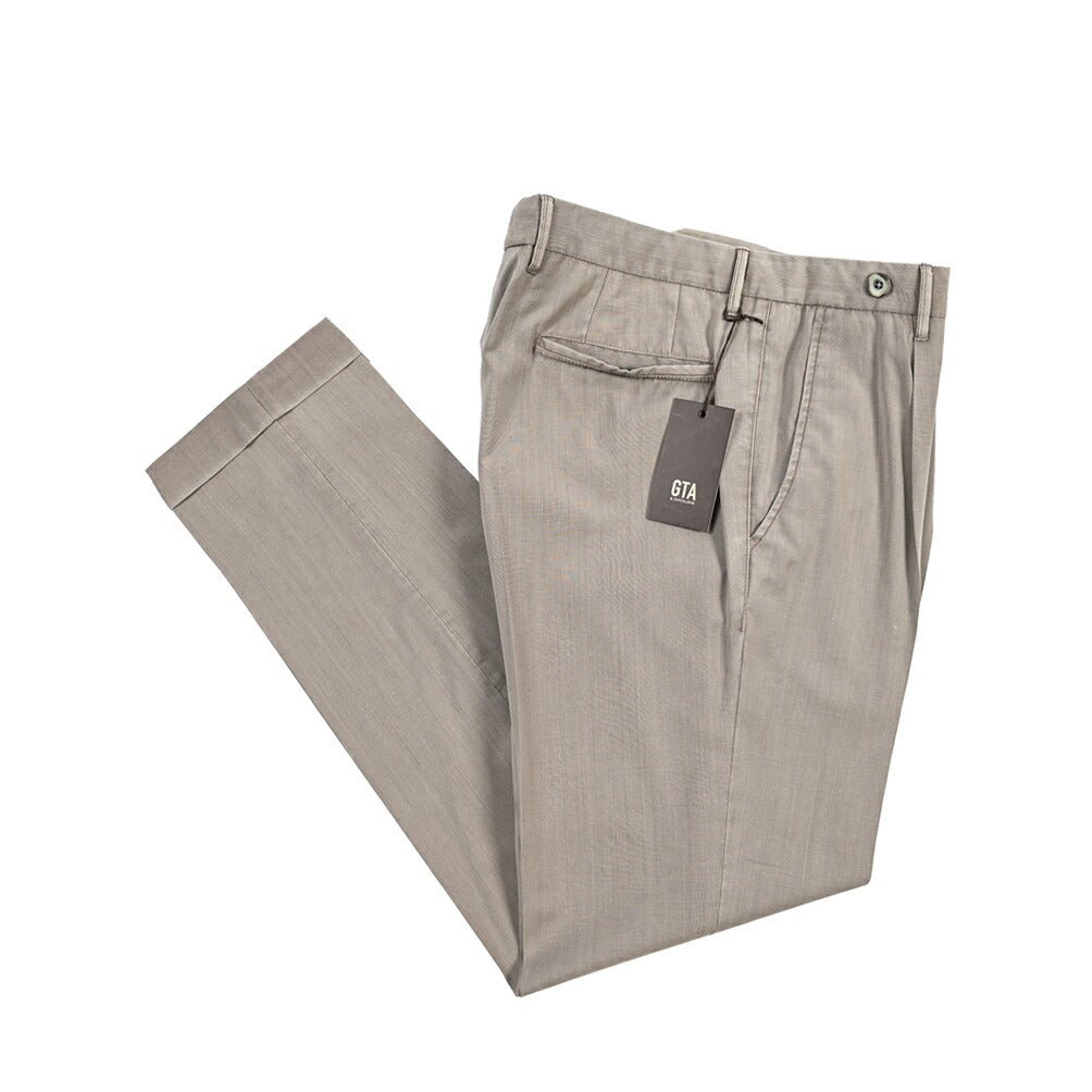 SALE｜GTA “BYRON” ヴァージンウール100% ワンタックスラックス / SLIM FIT ライトブラウン 48 | GUARDAROBA MILANO OFFICIAL STORE