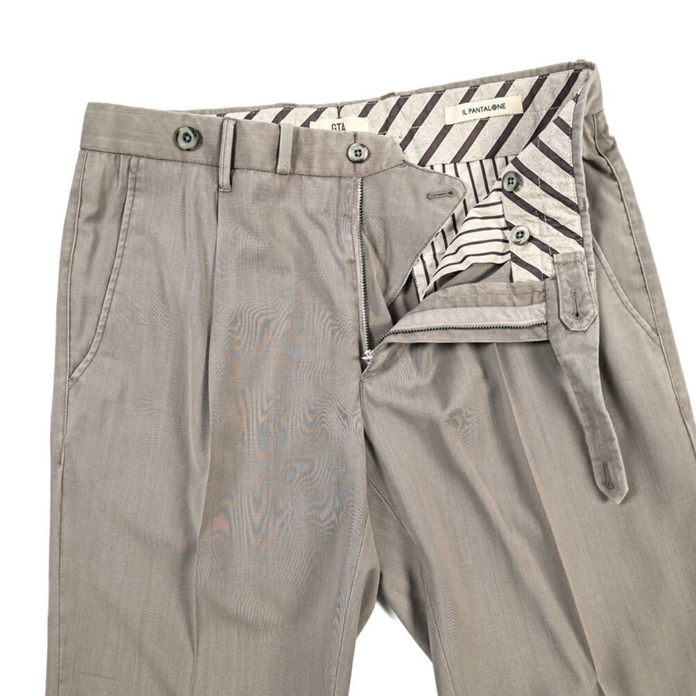 SALE｜GTA “BYRON” ヴァージンウール100% ワンタックスラックス / SLIM FIT ライトブラウン 48 | GUARDAROBA MILANO OFFICIAL STORE