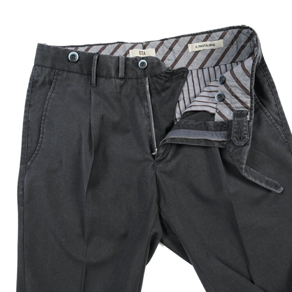 SALE｜GTA “BYRON” ヴァージンウール100% ワンタックスラックス / SLIM FIT ネイビー 44 | GUARDAROBA MILANO OFFICIAL STORE