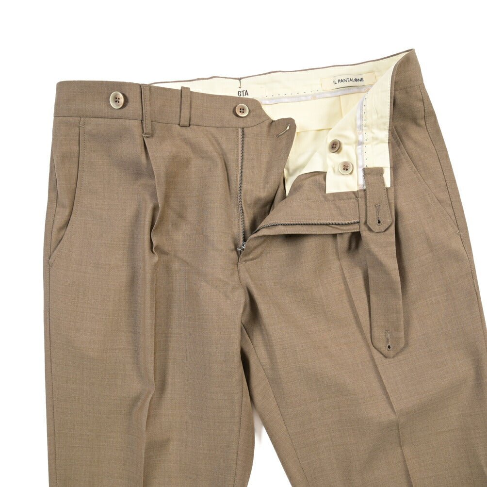 SALE｜GTA “BYRON” ウール100% ワンタックスラックス / SLIM FIT ライトブラウン 48 | GUARDAROBA MILANO OFFICIAL STORE