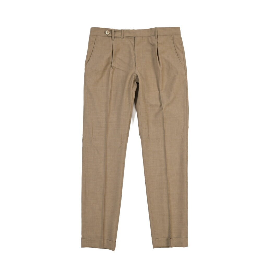 SALE｜GTA “BYRON” ウール100% ワンタックスラックス / SLIM FIT ライトブラウン 48 | GUARDAROBA MILANO OFFICIAL STORE