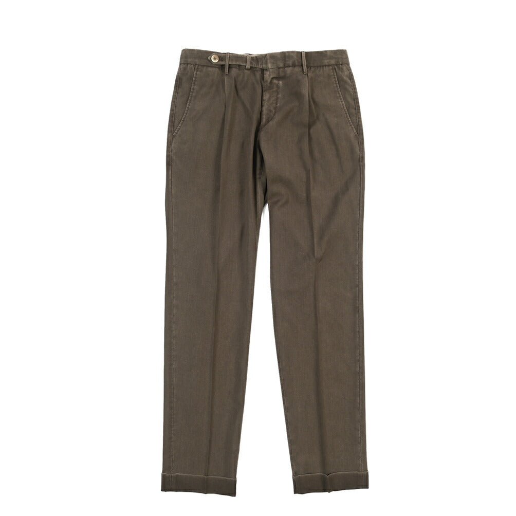 SALE｜GTA “BYRON” ヴァージンウール100% ワンタックスラックス / SLIM FIT ダークブラウン 48 | GUARDAROBA MILANO OFFICIAL STORE