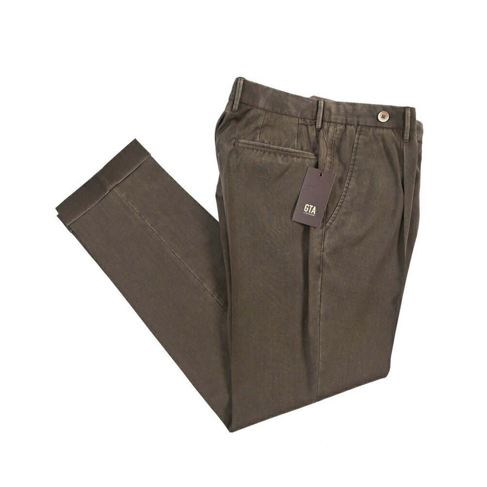 SALE｜GTA “BYRON” ヴァージンウール100% ワンタックスラックス / SLIM FIT ダークブラウン 48 | GUARDAROBA MILANO OFFICIAL STORE