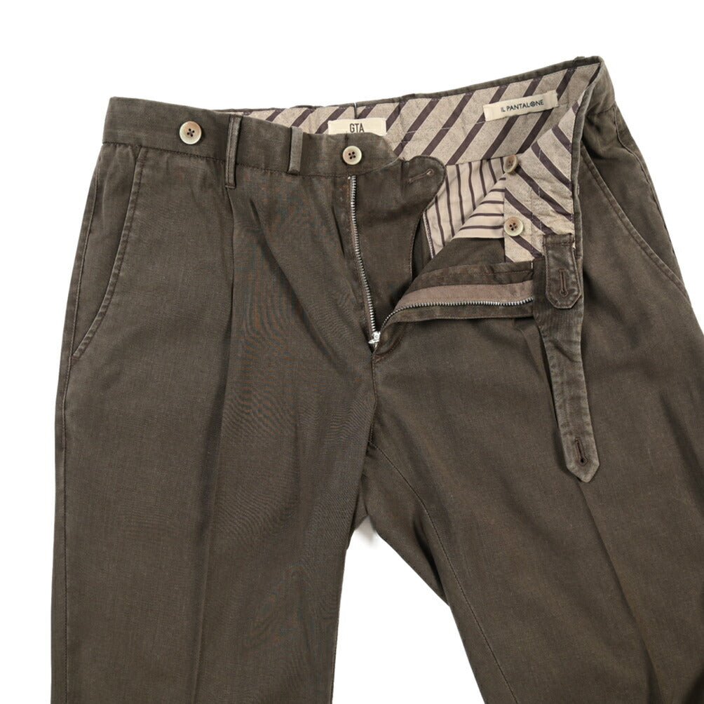 SALE｜GTA “BYRON” ヴァージンウール100% ワンタックスラックス / SLIM FIT ダークブラウン 48 | GUARDAROBA MILANO OFFICIAL STORE