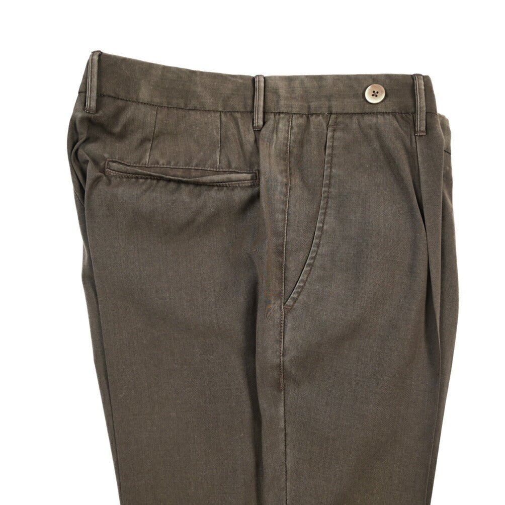 SALE｜GTA “BYRON” ヴァージンウール100% ワンタックスラックス / SLIM FIT ダークブラウン 48 | GUARDAROBA MILANO OFFICIAL STORE