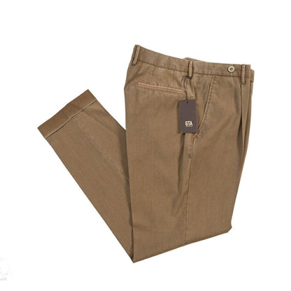 SALE｜GTA “BYRON” ヴァージンウール100% ワンタックスラックス / SLIM FIT ブラウン 50 | GUARDAROBA MILANO OFFICIAL STORE
