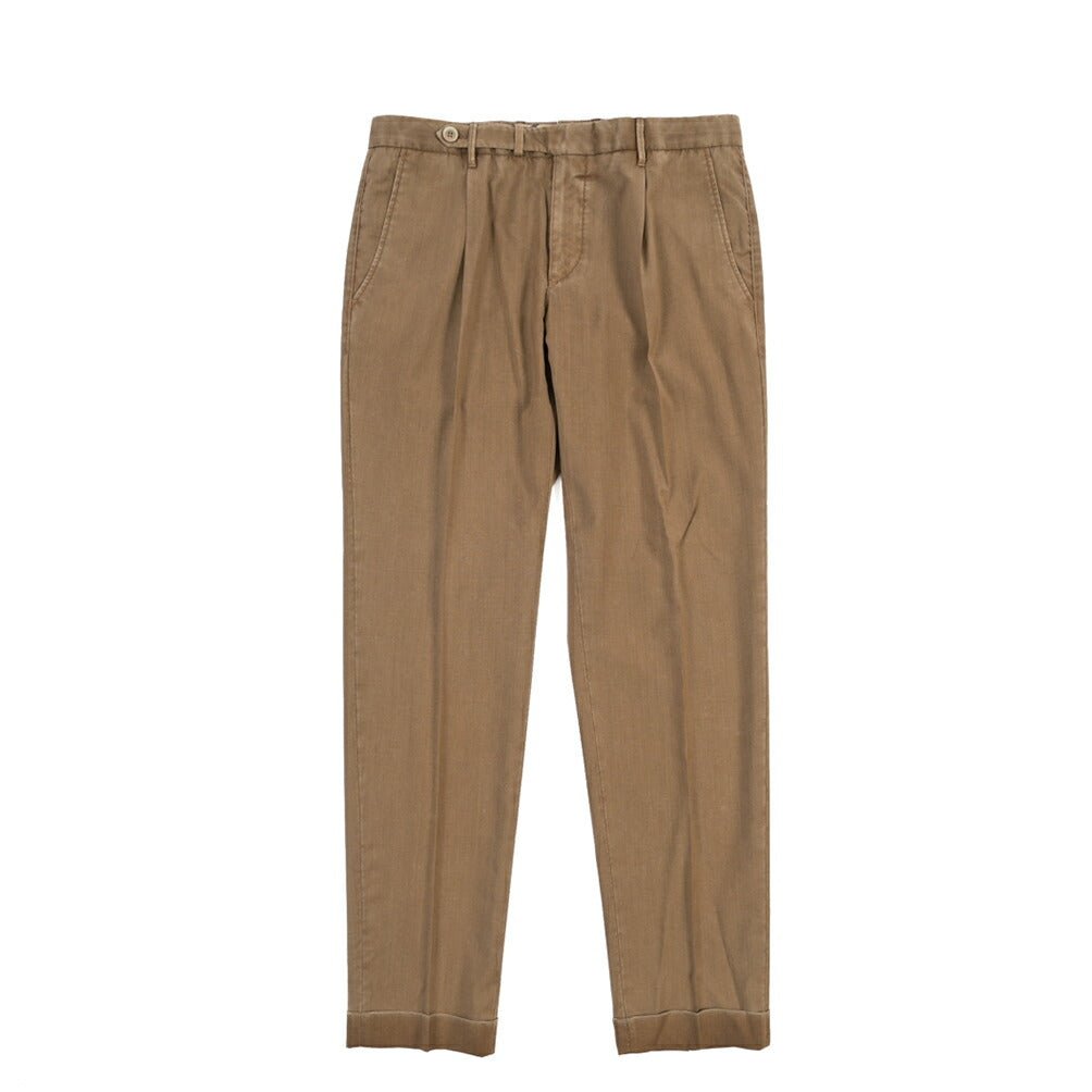 SALE｜GTA “BYRON” ヴァージンウール100% ワンタックスラックス / SLIM FIT ブラウン 50 | GUARDAROBA MILANO OFFICIAL STORE