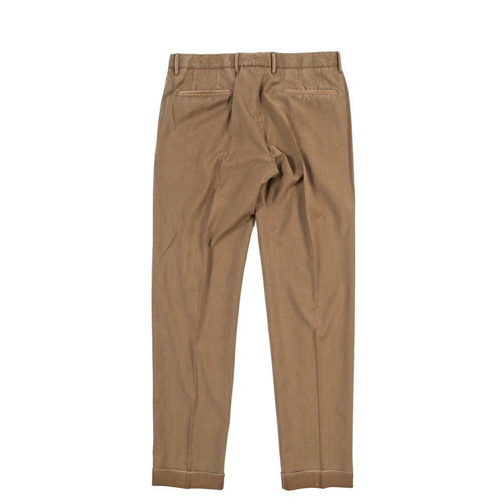 SALE｜GTA “BYRON” ヴァージンウール100% ワンタックスラックス / SLIM FIT ブラウン 50 | GUARDAROBA MILANO OFFICIAL STORE