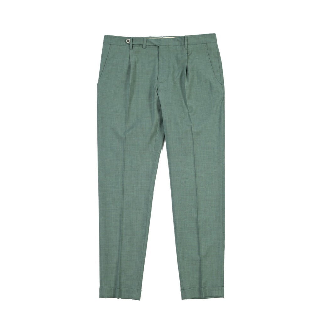 SALE｜GTA “BYRON” ウールヴァージンウール100% ワンタックスラックス / SLIM FIT グリーン 44 | GUARDAROBA MILANO OFFICIAL STORE