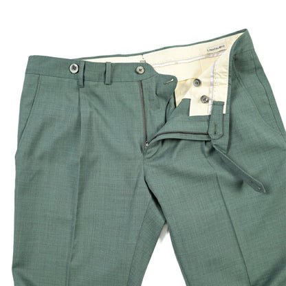 SALE｜GTA “BYRON” ウールヴァージンウール100% ワンタックスラックス / SLIM FIT グリーン 44 | GUARDAROBA MILANO OFFICIAL STORE