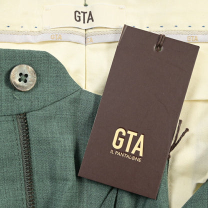 SALE｜GTA “BYRON” ウールヴァージンウール100% ワンタックスラックス / SLIM FIT グリーン 44 | GUARDAROBA MILANO OFFICIAL STORE