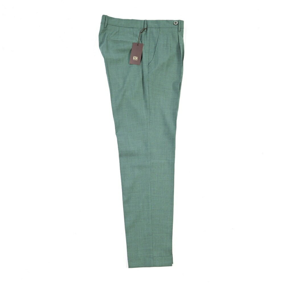 SALE｜GTA “BYRON” ウールヴァージンウール100% ワンタックスラックス / SLIM FIT グリーン 44 | GUARDAROBA MILANO OFFICIAL STORE