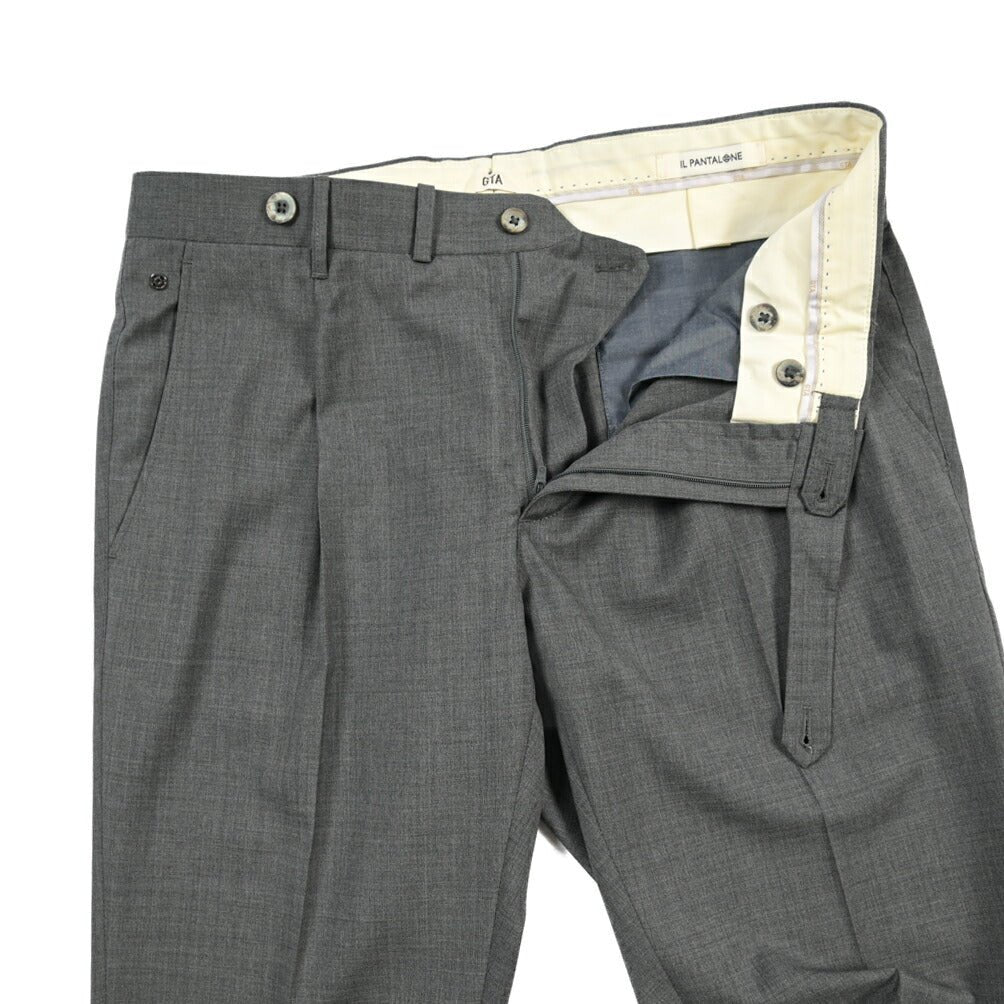 SALE｜GTA “BYRON C” ウール100% ワンタックスラックス / SLIM FIT グレー 46 | GUARDAROBA MILANO OFFICIAL STORE