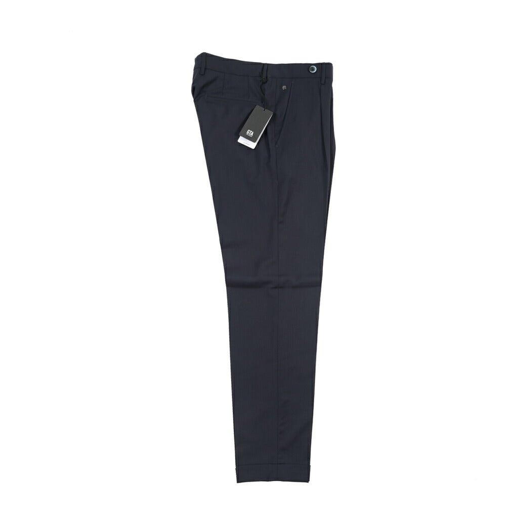 SALE｜GTA “BYRON C” ストレッチウール ワンタックスラックス / SLIM FIT ネイビー 48 | GUARDAROBA MILANO OFFICIAL STORE