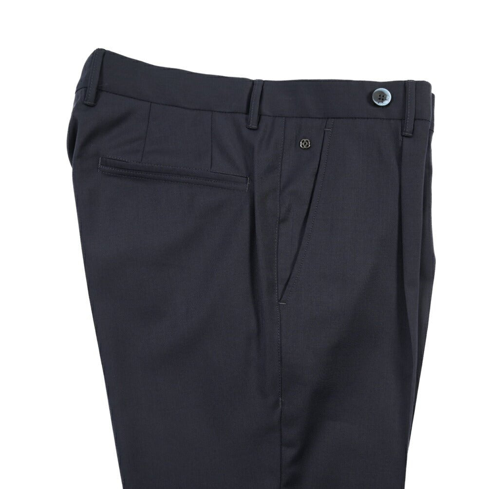 SALE｜GTA “BYRON C” ストレッチウール ワンタックスラックス / SLIM FIT ネイビー 48 | GUARDAROBA MILANO OFFICIAL STORE