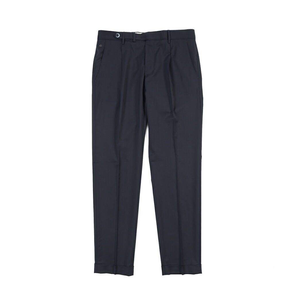 SALE｜GTA “BYRON C” ストレッチウール ワンタックスラックス / SLIM FIT ネイビー 48 | GUARDAROBA MILANO OFFICIAL STORE