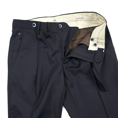 SALE｜GTA “BYRON C” ストレッチウール ワンタックスラックス / SLIM FIT ネイビー 48 | GUARDAROBA MILANO OFFICIAL STORE