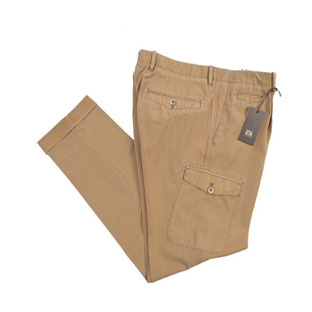 SALE｜GTA “BYRON CARGO DE” ヴァージンウール100% ワンタックカーゴパンツ / SLIM FIT ブラウン 48 | GUARDAROBA MILANO OFFICIAL STORE
