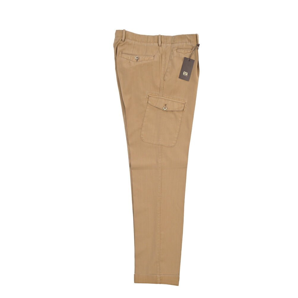 SALE｜GTA “BYRON CARGO DE” ヴァージンウール100% ワンタックカーゴパンツ / SLIM FIT ブラウン 48 | GUARDAROBA MILANO OFFICIAL STORE